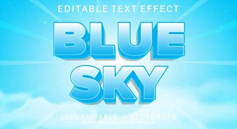 Blue sky vector text effect with modern style design Stock Illustration