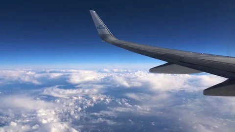 Blue sky view from airplane window Stock Footage 80898748