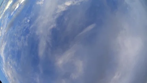 Blue sky view, camera move on floating boat in lake water Stock Footage 74837009