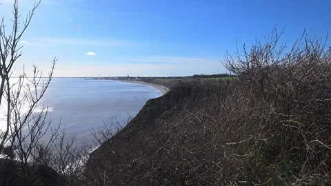 Blue sky view from Sewerby clifftops. Stock Footage 329922384