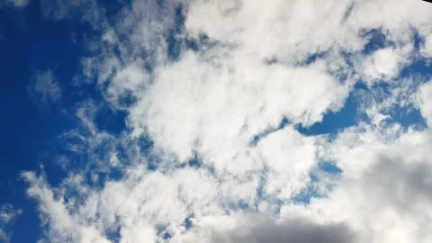 Blue Sky with White and Dark Storm Clouds Stock Footage 340238697