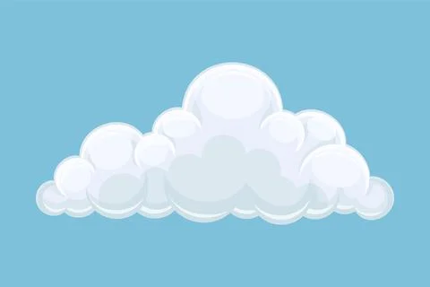 Blue sky with white cloud. Abstract cumulus cloud cartoon vector illustration Stock Illustration