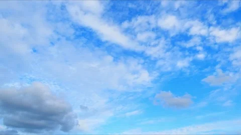 Blue Sky White Cloud Background with Layered Cloud Formation and Calm Atmosphere Stock Footage 346094761