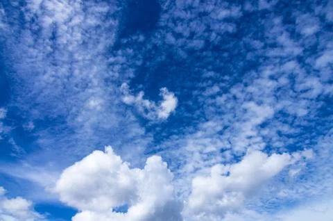 Blue sky with white cloud background Stock Photos
