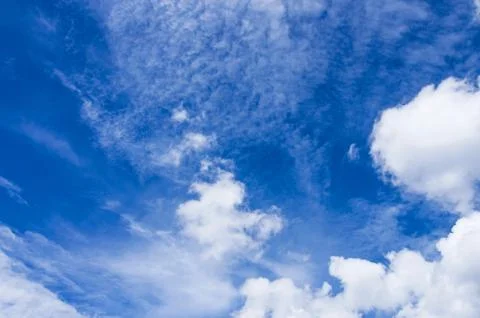 Blue sky with white cloud background Stock Photos