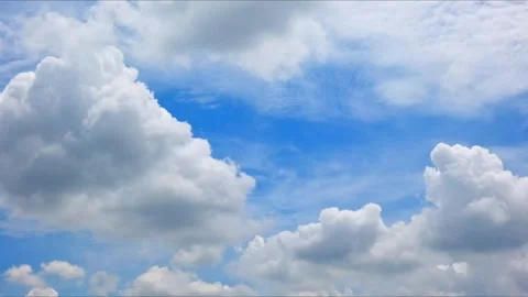 Blue Sky White Cloud Formation with Soft Sunlight and Dramatic Natural Stock Footage 346328160
