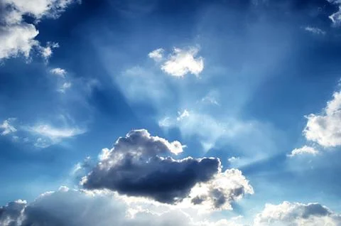 Blue sky with white cloud Stock Photos