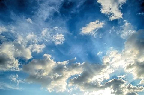 Blue sky with white cloud Stock Photos