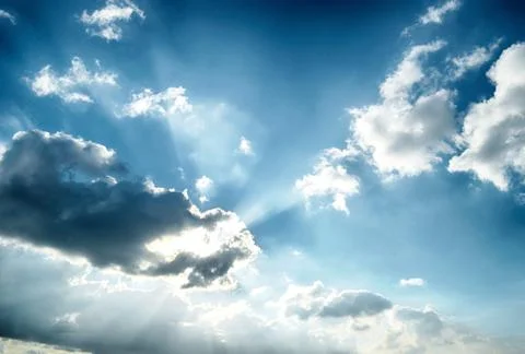 Blue sky with white cloud Stock Photos