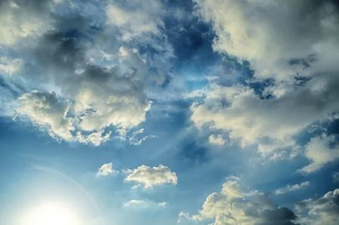 Blue sky with white cloud Stock Photos
