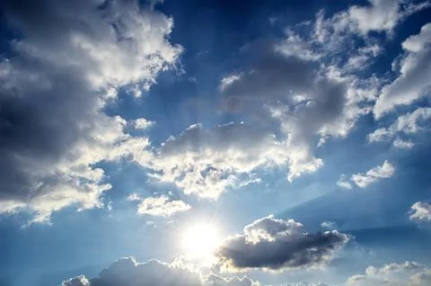 Blue sky with white cloud Stock Photos