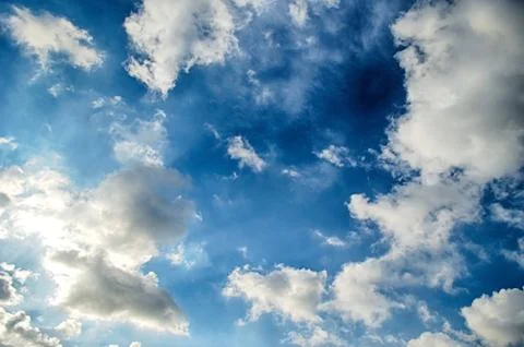 Blue sky with white cloud Stock Photos
