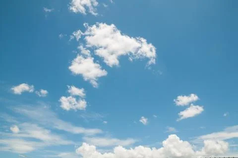 Blue sky with white cloud on summer time as Natural Environment for use as Ba Stock Photos