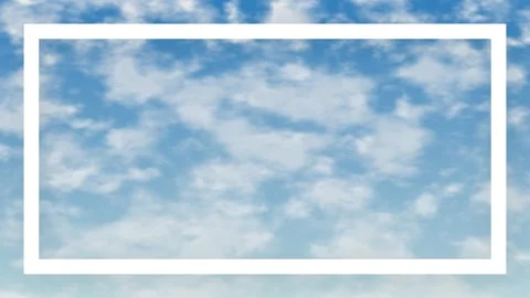 Blue Sky with White Clouds and a Rectangular Border Frame Stock Footage 334706435