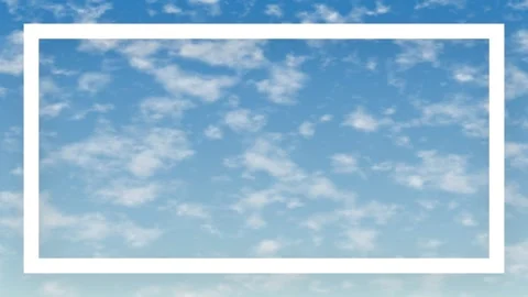 Blue Sky with White Clouds and Minimalist Rectangular Frame Background Stock Footage 335861319