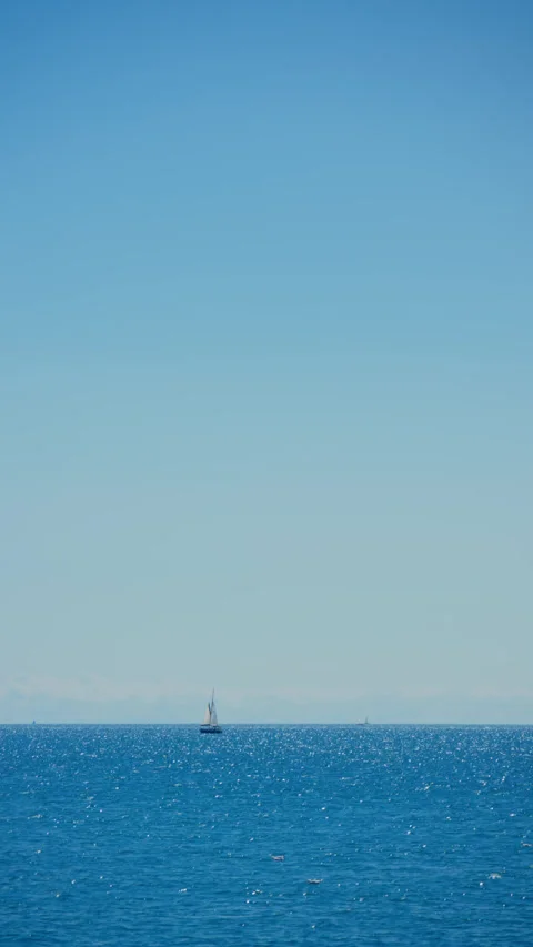 Blue sky, white clouds, and sailboat scenery Stock Footage 341360947