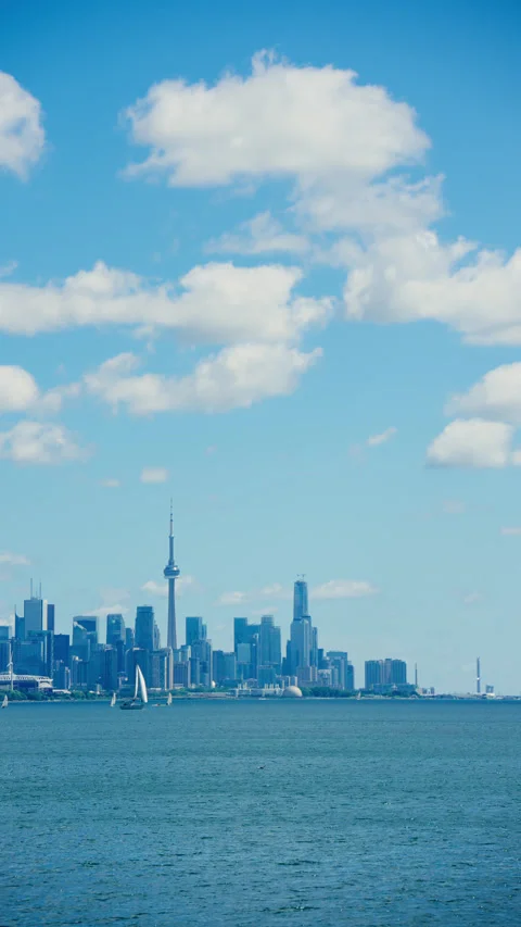 Blue sky, white clouds, and sailboat scenery Stock Footage 341360950