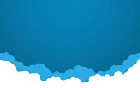 Blue sky with white clouds background. Cartoon flat style design. Vector illu 스톡 일러스트