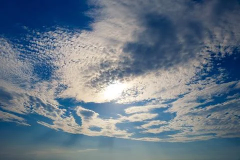 Blue sky with white clouds background 스톡 사진