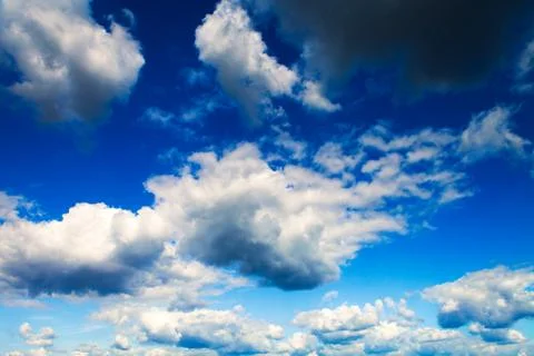 Blue sky with white clouds background 스톡 사진