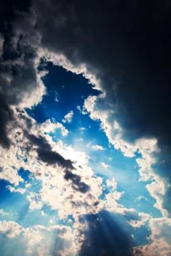 Blue sky with white clouds background 스톡 사진