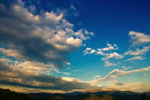 Blue sky with white clouds background 스톡 사진