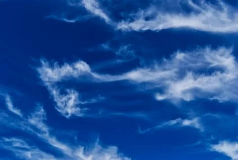 Blue sky with white clouds, background, cloudscape Stock-Fotos