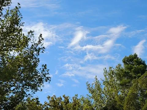 Blue sky, white clouds, background weather nature air atmosphere Stock Photos