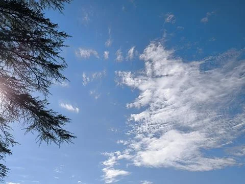 Blue sky, white clouds, background weather nature air atmosphere Stock Photos