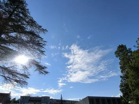 Blue sky, white clouds, background weather nature air atmosphere Stock Photos