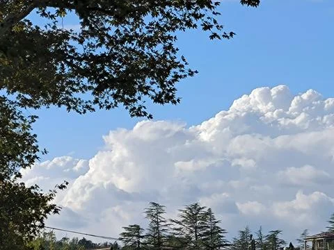 Blue sky, white clouds, background weather nature air atmosphere Stock Photos