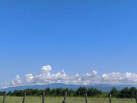 Blue sky, white clouds, background weather nature air atmosphere Foto stock