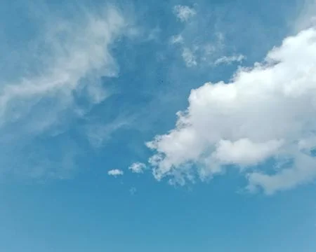 Blue sky with white clouds background in daylight Stock Photos
