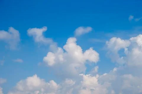 Blue sky with white clouds, clear blue sky with plain white cloud with space Fotos de archivo