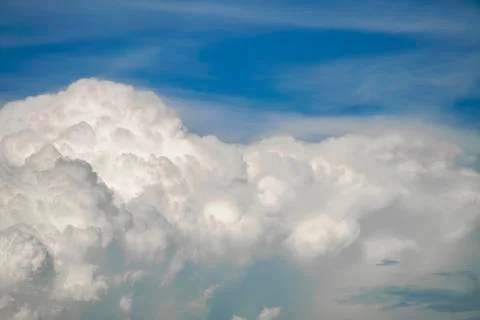 Blue sky with white clouds, clear blue sky with plain white cloud with space Stock Photos