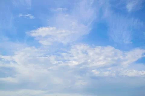 Blue sky with white clouds, clear blue sky with plain white cloud with space 写真素材