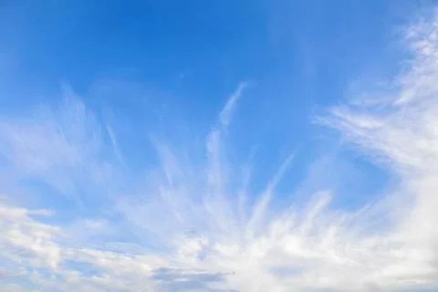 Blue sky with white clouds, clear blue sky with plain white cloud with space Stock Photos
