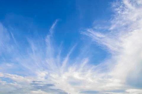 Blue sky with white clouds, clear blue sky with plain white cloud with space Stock Photos