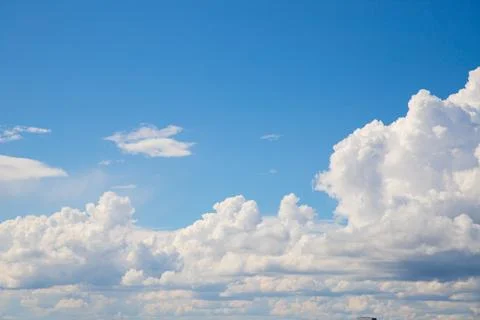 Blue sky with white clouds. Clouds in sky on sunny day 스톡 사진