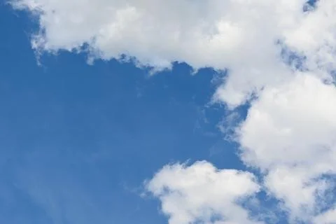 Blue Sky with White Clouds, Copy Space Background Fotos Stock