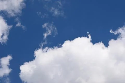 Blue Sky with White Clouds, Copy Space Background Fotos Stock