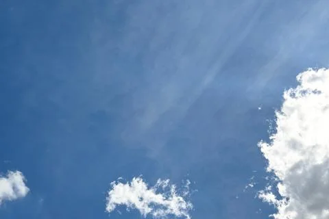 Blue Sky with White Clouds, Copy Space Background Fotos Stock