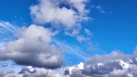 Blue sky white clouds. Cumulus clouds , timelapse video Stock Footage 167958325