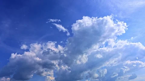 Blue sky white clouds.  Cumulus cloud cloudscape timelapse. Stock Footage 276102327
