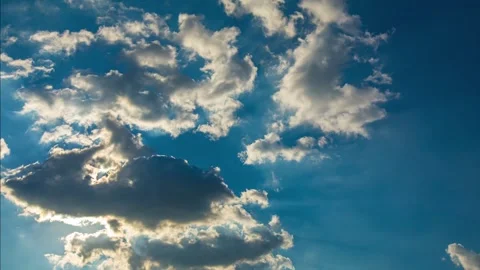 Blue sky, white clouds, delayed clouds, visible sunlight, cloud layers Stock Footage 273443512