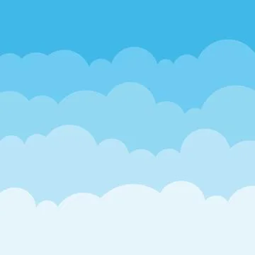 Blue sky with white clouds in flat style. Airy atmosphere vector illustrati.. イラスト素材