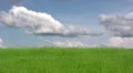 Blue sky with white clouds over green grass HD Footage