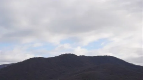 Blue sky white clouds over the mountains. Puffy fluffy white clouds. Cumulus Stock-Footage 145717436