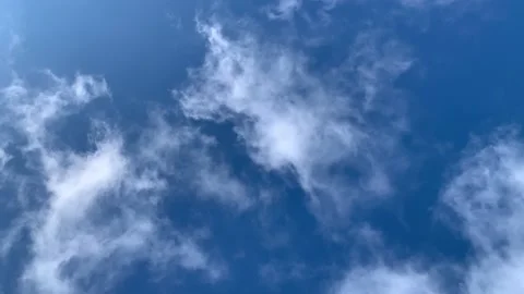 Blue sky white clouds. Puffy fluffy white clouds. Summer blue sky Stock Footage 147556354