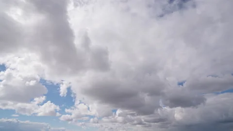 Blue sky white clouds. Puffy fluffy white clouds. Cumulus cloud cloudscape Stock Footage 152407093